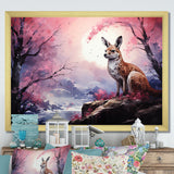 Moonlight Kangaroo Landscape - Pink Kangaroo Wall Art