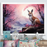 Moonlight Kangaroo Landscape - Pink Kangaroo Wall Art
