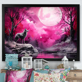 Moonlight Wolf Marvel - Pink Wolf Wall Art