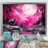 Moonlight Wolf Marvel - Pink Wolf Wall Art