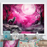 Moonlight Wolf Marvel - Pink Wolf Wall Art