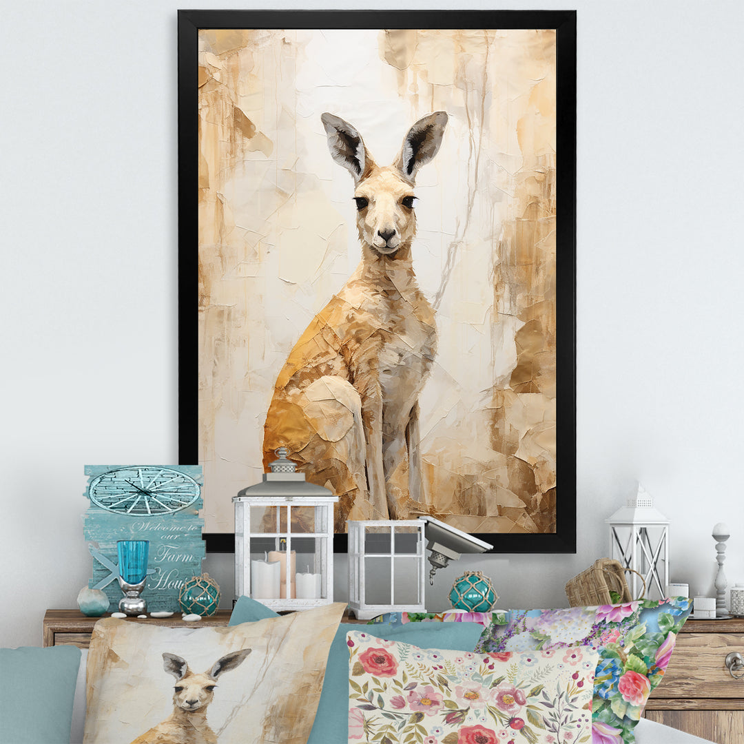 Minimal Charming Kangaroo - Kangaroo Large Canvas Wall Art