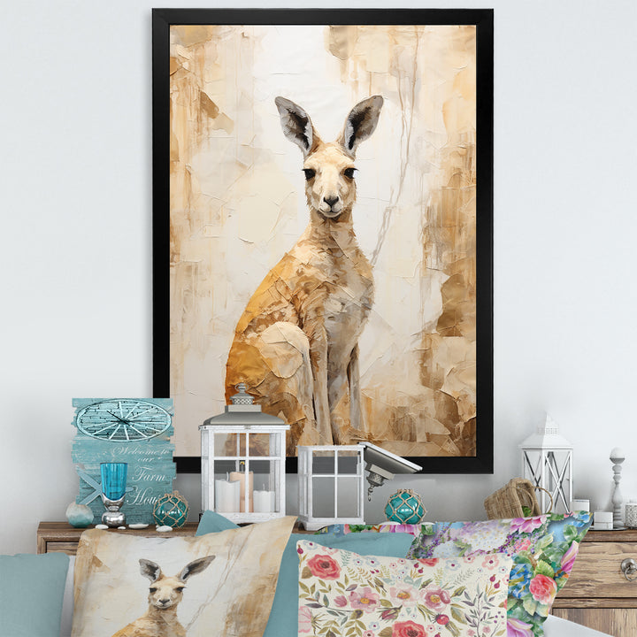 Minimal Charming Kangaroo - Kangaroo Large Canvas Wall Art