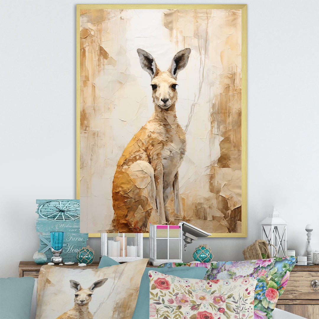 Minimal Charming Kangaroo - Kangaroo Large Canvas Wall Art