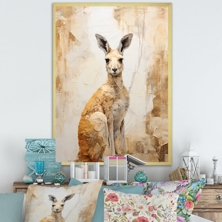 Minimal Charming Kangaroo - Kangaroo Large Canvas Wall Art