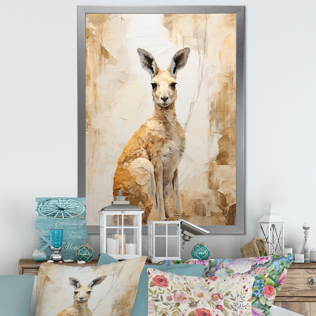 Minimal Charming Kangaroo - Kangaroo Large Canvas Wall Art