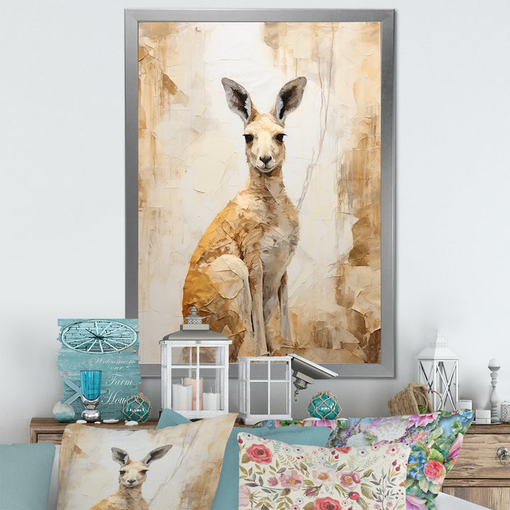 Minimal Charming Kangaroo - Kangaroo Large Canvas Wall Art