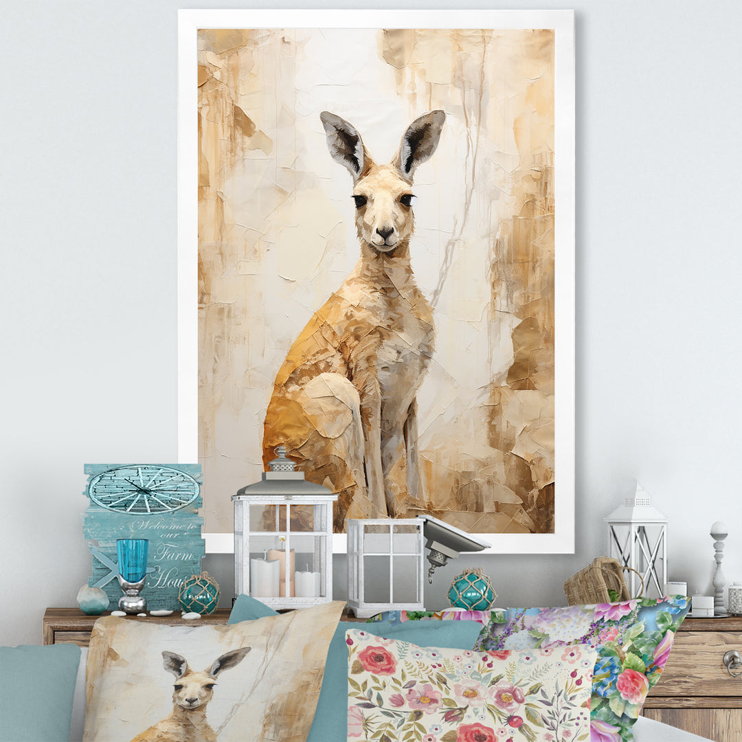 Minimal Charming Kangaroo - Kangaroo Large Canvas Wall Art