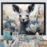 Graceful Floral Kangaroo - Kangaroo Living Room Wall Art