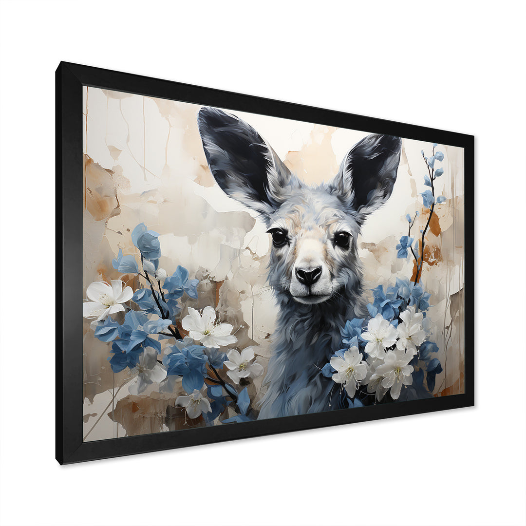 Graceful Floral Kangaroo - Kangaroo Living Room Wall Art