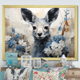 Graceful Floral Kangaroo - Kangaroo Living Room Wall Art