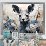 Graceful Floral Kangaroo - Kangaroo Living Room Wall Art