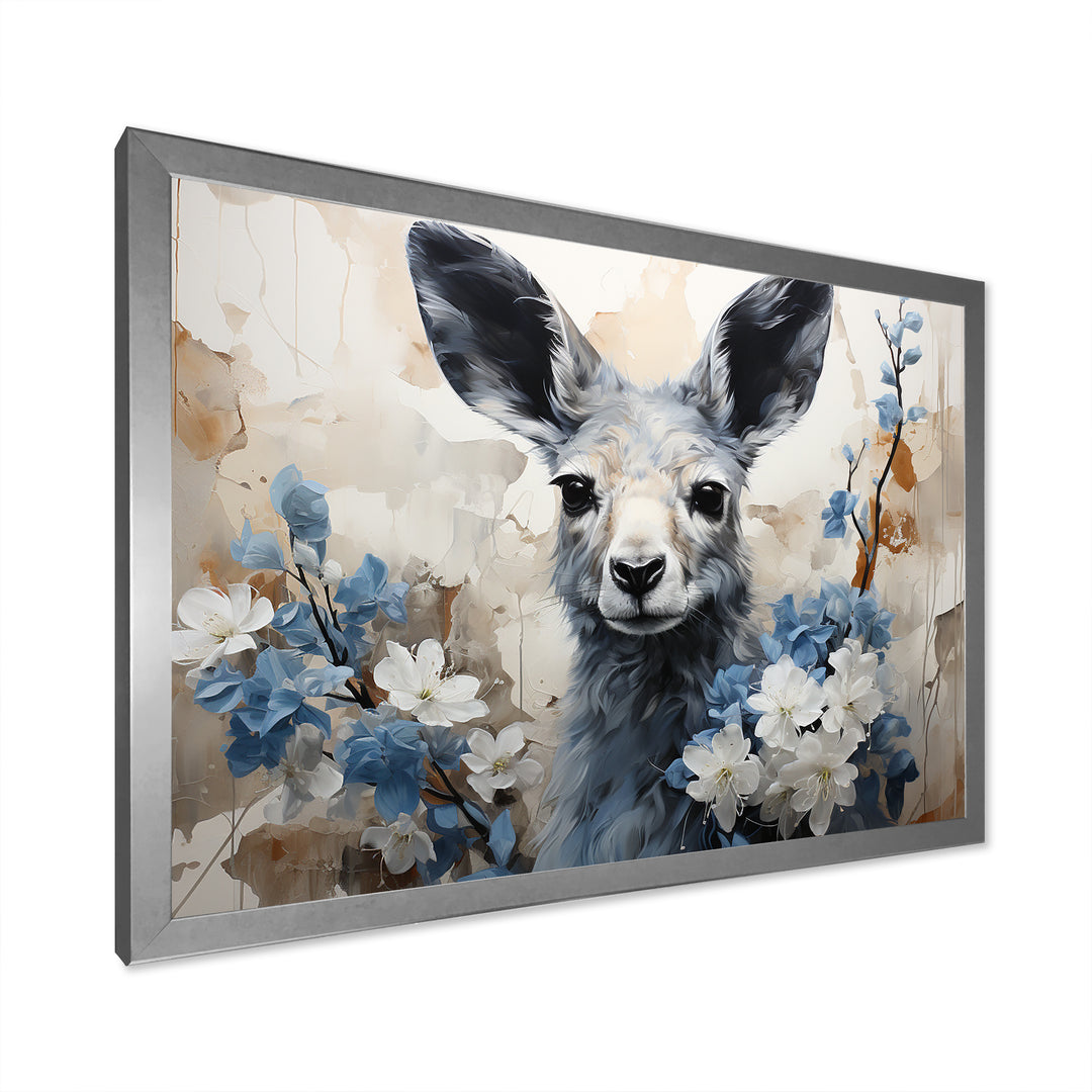Graceful Floral Kangaroo - Kangaroo Living Room Wall Art