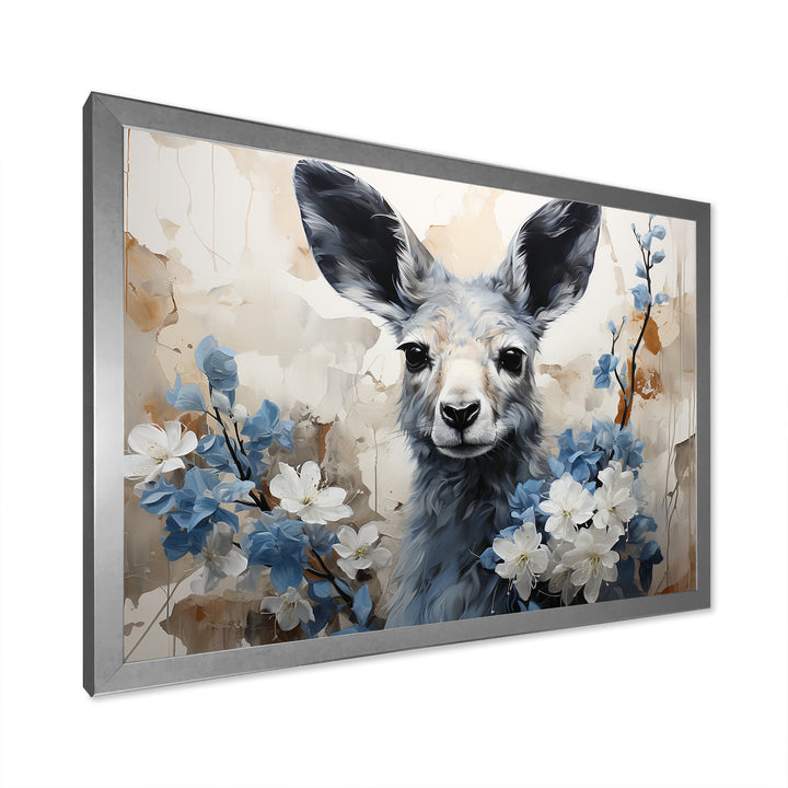 Graceful Floral Kangaroo - Kangaroo Living Room Wall Art