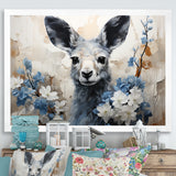 Graceful Floral Kangaroo - Kangaroo Living Room Wall Art
