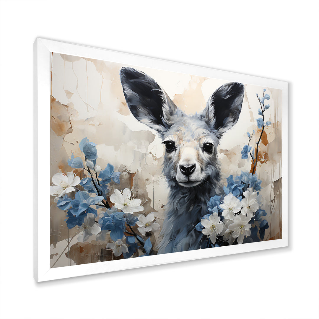 Graceful Floral Kangaroo - Kangaroo Living Room Wall Art
