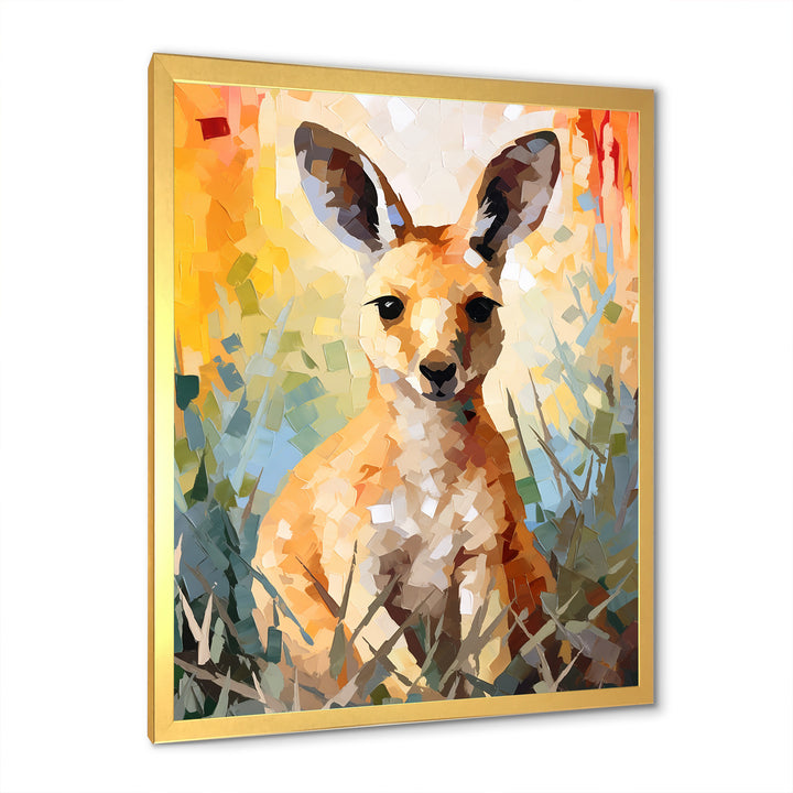 Colorful Kangaroo Mosaic Majesty - Kangaroo Canvas Wall Art