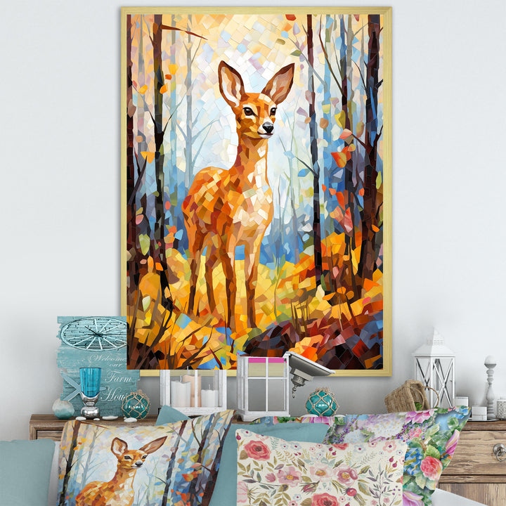 Deer Mosaic Forest Wildlife - Deer Wall Decor