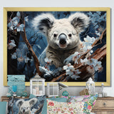 Cuddly Climbing Koala - Gray Koala Wall Art