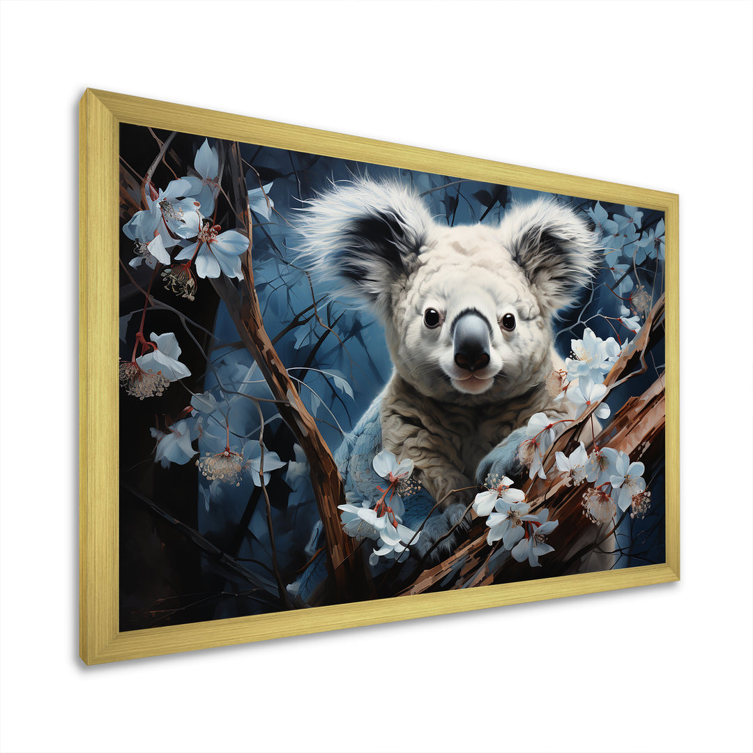 Cuddly Climbing Koala - Gray Koala Wall Art