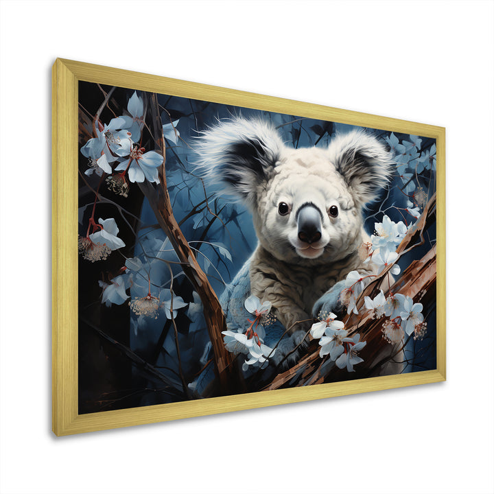 Cuddly Climbing Koala - Gray Koala Wall Art