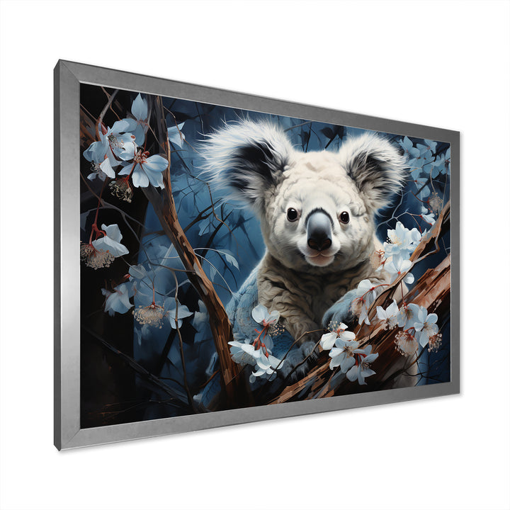Cuddly Climbing Koala - Gray Koala Wall Art
