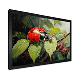 Botanical Ladybug Harmony - Ladybug Framed Canvas Art