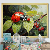 Botanical Ladybug Harmony - Ladybug Framed Canvas Art