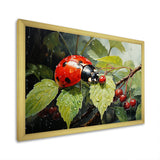 Botanical Ladybug Harmony - Ladybug Framed Canvas Art