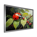 Botanical Ladybug Harmony - Ladybug Framed Canvas Art