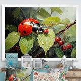 Botanical Ladybug Harmony - Ladybug Framed Canvas Art