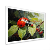 Botanical Ladybug Harmony - Ladybug Framed Canvas Art