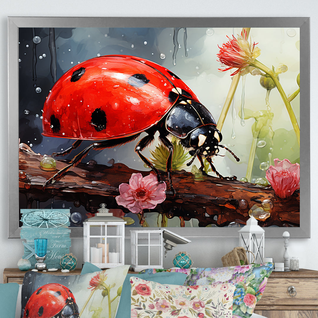 Curious Ladybug Crimson Serenity - Ladybug Bedroom Wall Art