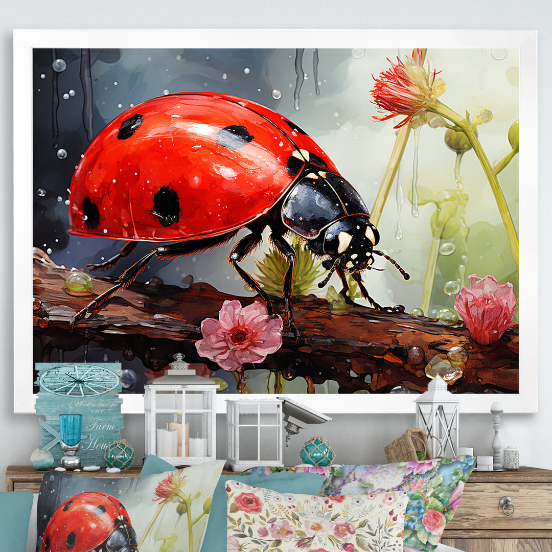 Curious Ladybug Crimson Serenity - Ladybug Bedroom Wall Art