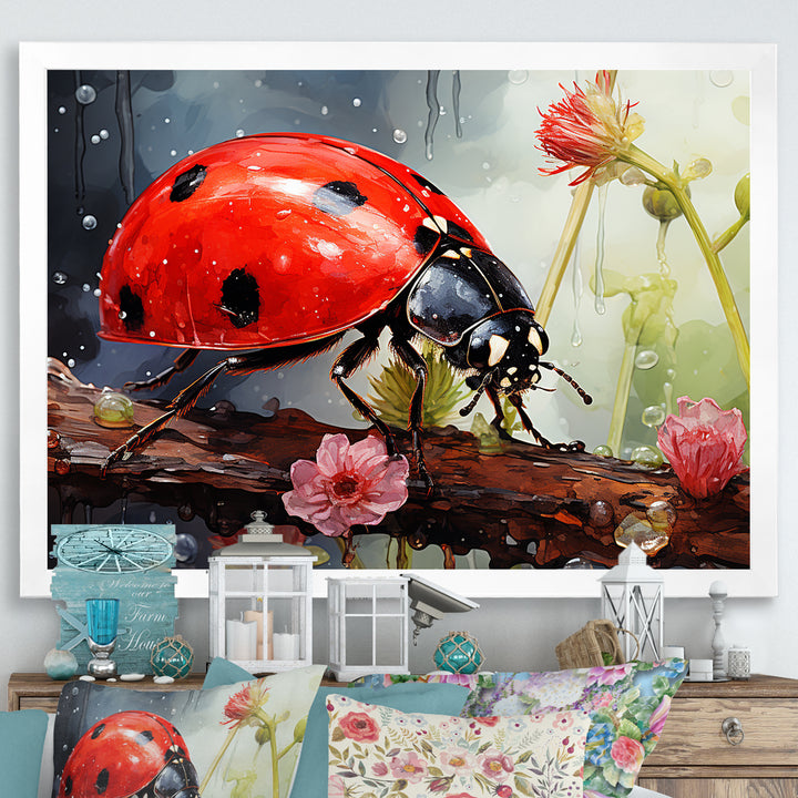 Curious Ladybug Crimson Serenity - Ladybug Bedroom Wall Art