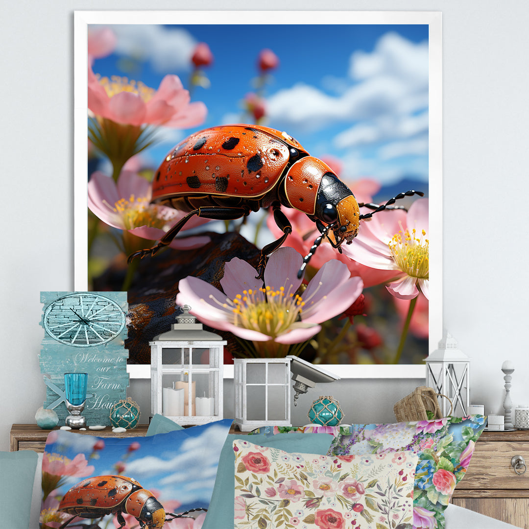 Crimson Ladybug Flower Wanderers - Ladybug Wall Decor