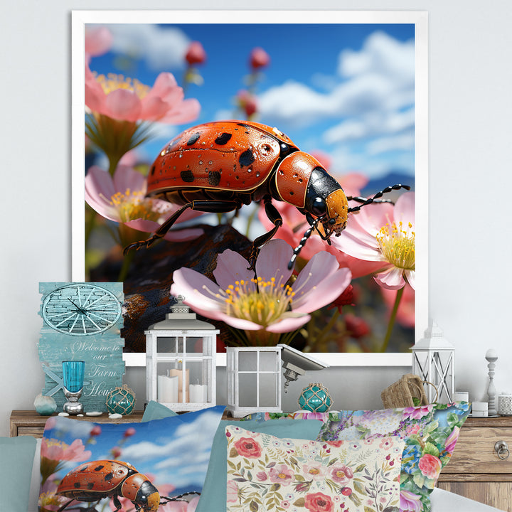 Crimson Ladybug Flower Wanderers - Ladybug Wall Decor