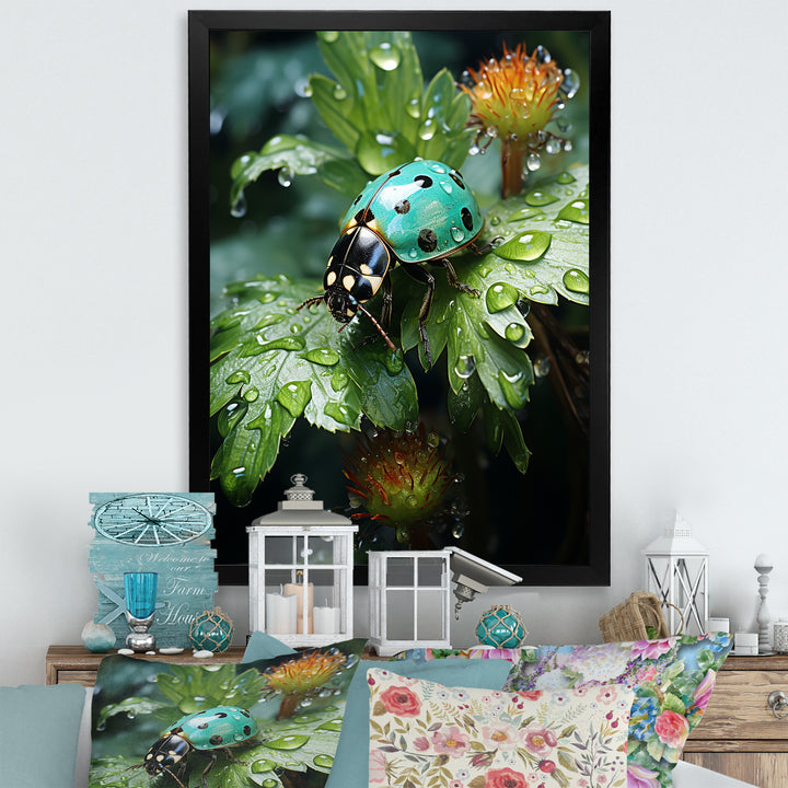 Emerald Ladybug Garden Domain - Green Ladybug Wall Art