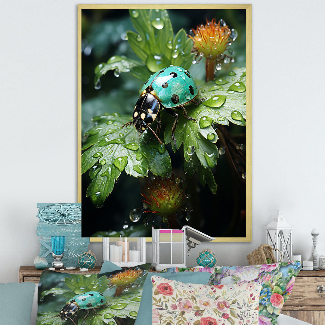 Emerald Ladybug Garden Domain - Green Ladybug Wall Art