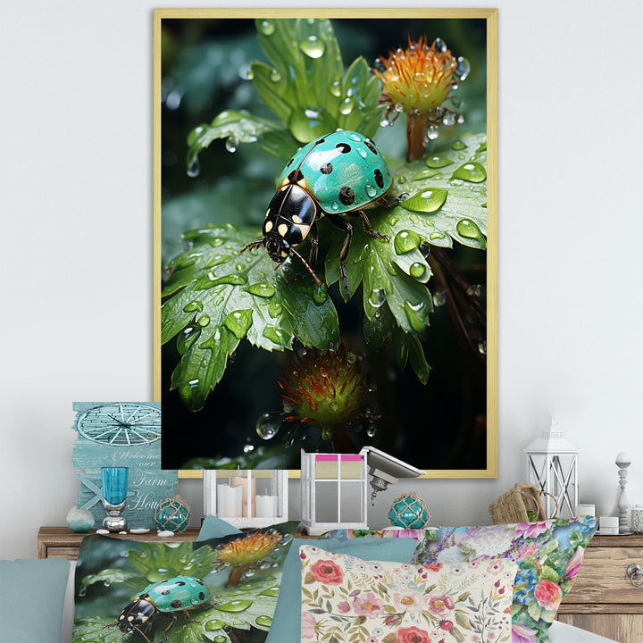Emerald Ladybug Garden Domain - Green Ladybug Wall Art