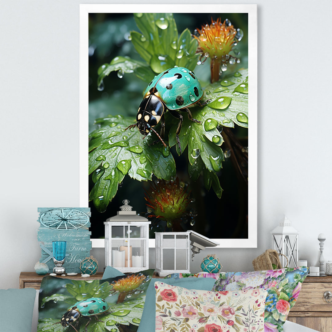 Emerald Ladybug Garden Domain - Green Ladybug Wall Art