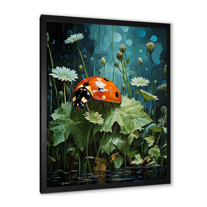 Ladybug S Blooming Emerald Garden - Red Ladybug Wall Art