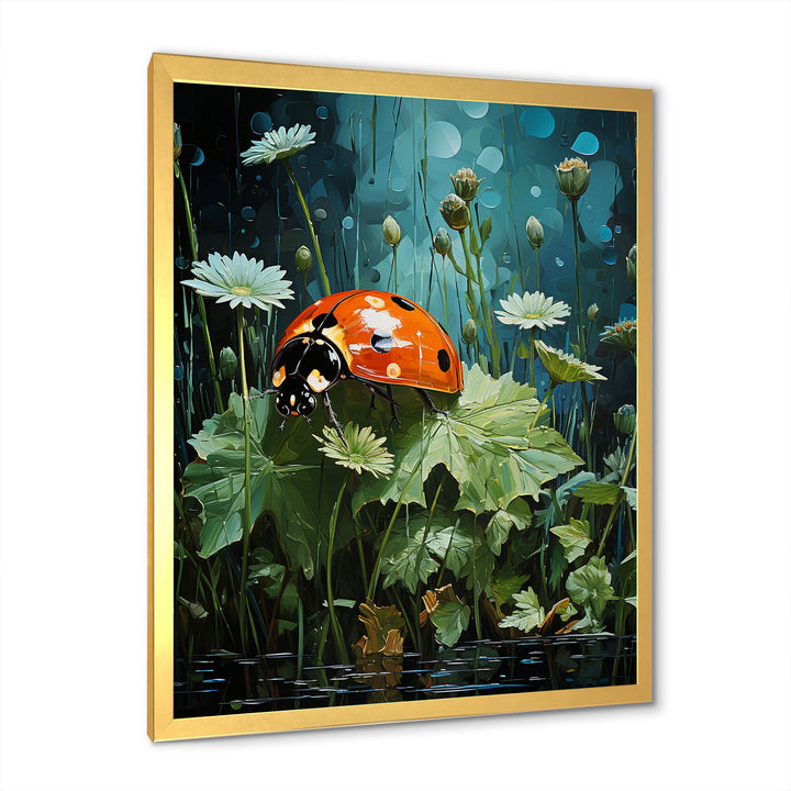 Ladybug S Blooming Emerald Garden - Red Ladybug Wall Art