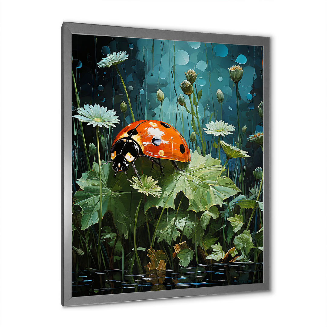 Ladybug S Blooming Emerald Garden - Red Ladybug Wall Art