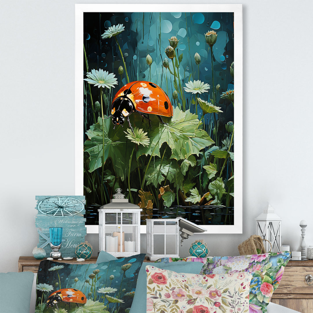 Ladybug S Blooming Emerald Garden - Red Ladybug Wall Art