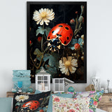Ladybug Floral Nocturne - Ladybug Canvas Wall Art