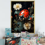 Ladybug Floral Nocturne - Ladybug Canvas Wall Art