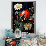 Ladybug Floral Nocturne - Ladybug Canvas Wall Art