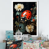Ladybug Floral Nocturne - Ladybug Canvas Wall Art