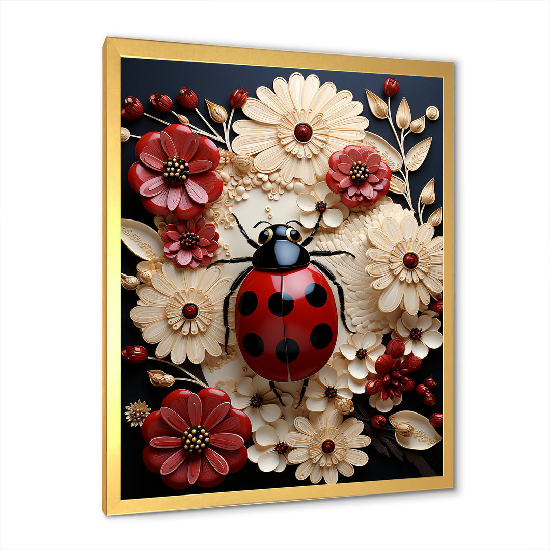 Curious Paper Mache Ladybug Garden - Ladybug Wall Decor